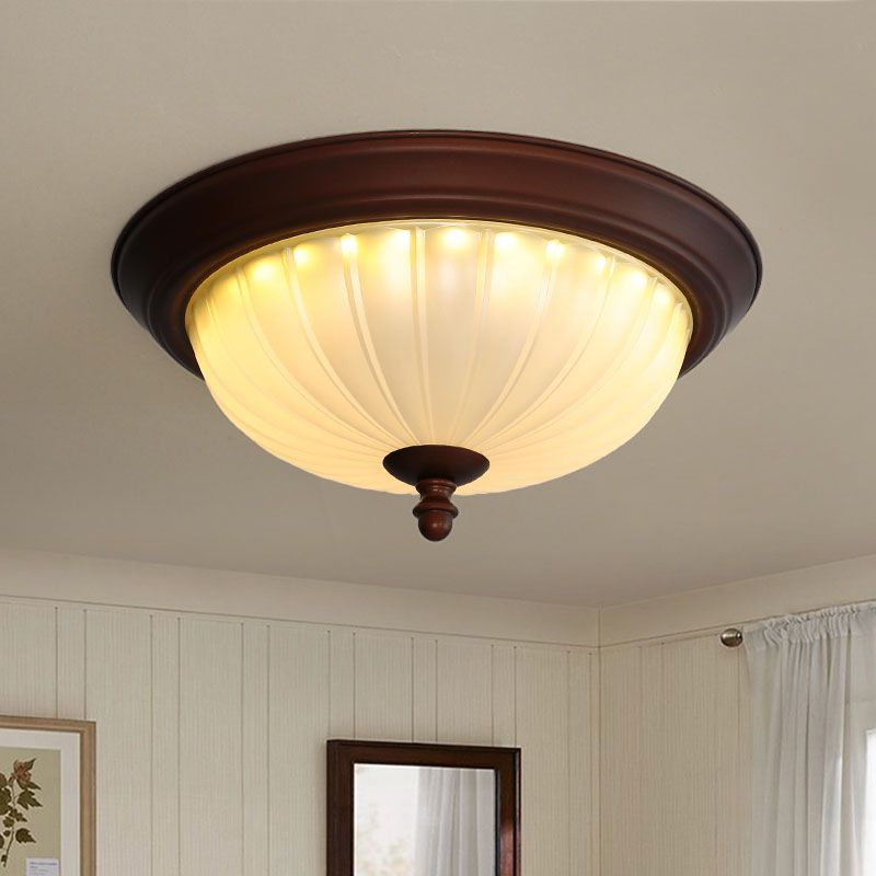 American Style Ceiling Light Dome Shape Ceiling Lamp with Glass Shade for Bedroom