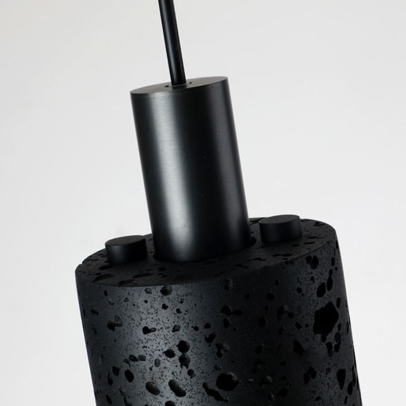 Single Head Stone Hanging Light Contemporary Creative Suspension Pendant in Black