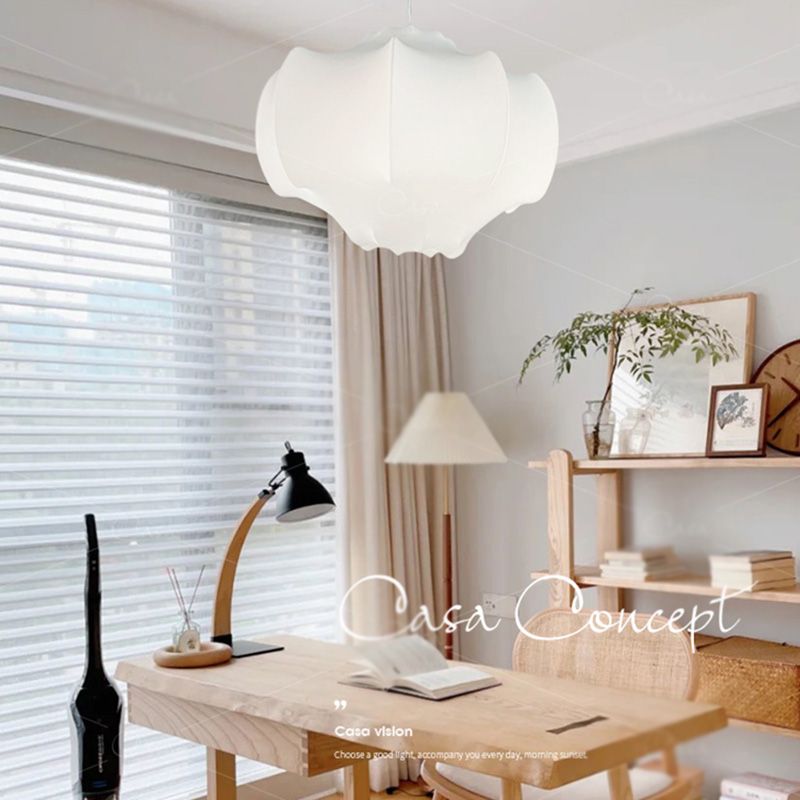 Stoff schattierte Suspension Pendelleuchte leichte nordische Style -Anhänger -Deckenleuchte in Weiß