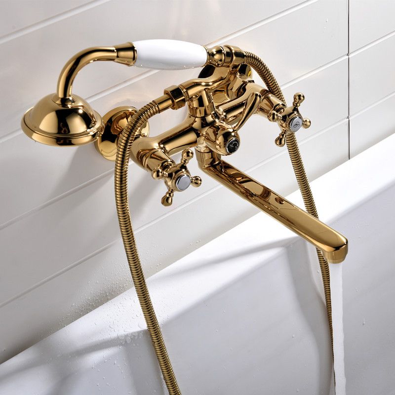 Wall Mounted Bathroom Faucet Metal Swivel Bathroom Faucet with Hand Shower