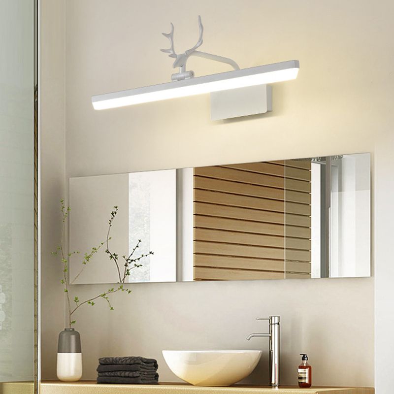 16 "/ 22" / 28 "W rectangle Mirror Vanité Lumière avec un éclairage mural acrylique moderne rotatif en bois en noir / or / blanc