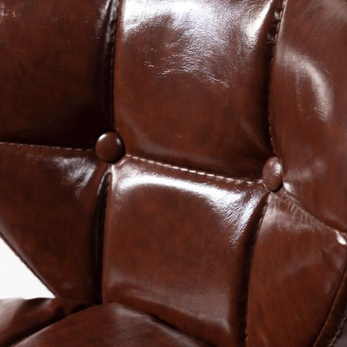 Industrial Style Leather Upholstered Barstool Adjustable Height Swivel Bar Stool