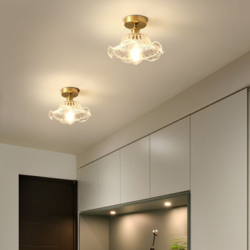 Glass Geometric Flush Mount Lights Contemporary Style 1 Light Flush Mount Fixture