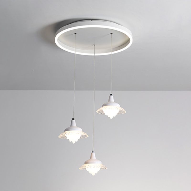 White Urn Shape Multi-Pendant Modernism 3 Lights Acrylic LED Ceiling Hang Fixture, White/Warm Light
