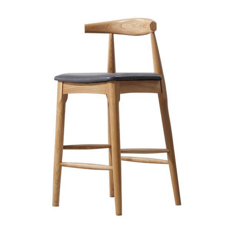 Faux Leather Dining Stools Industrial Bar Stool with Wood Base