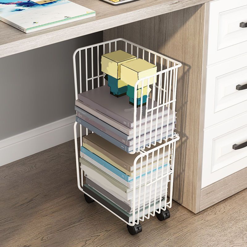 Contemporary Metal Shelf Bookcase Closed Back Vertical Bookcase