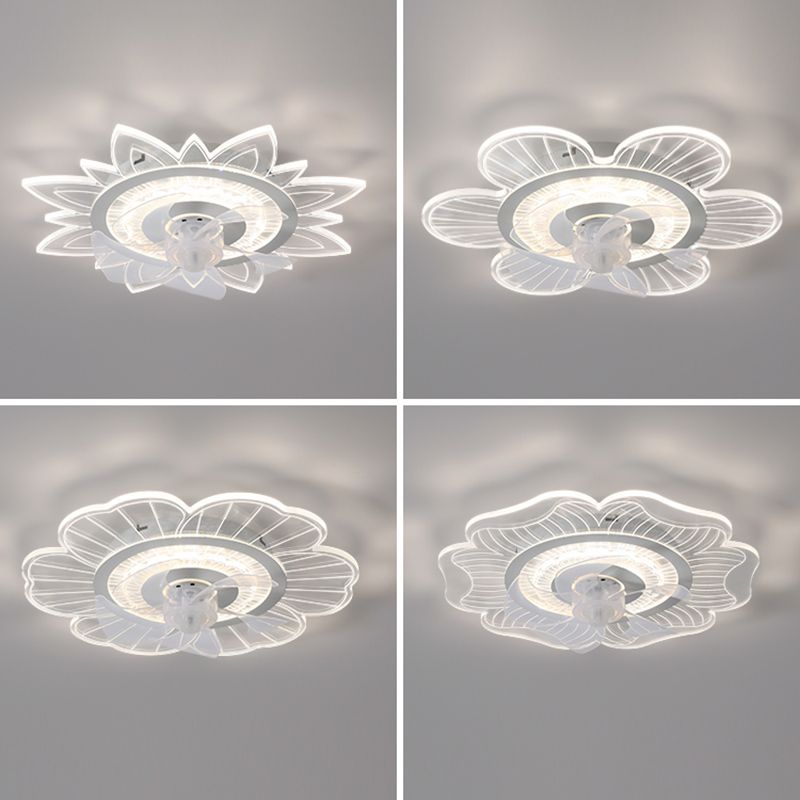 Weiße ultradünne Deckenventilator Leuchte Einfachheit Acryl LED Semi Flush Mount Light für Schlafzimmer