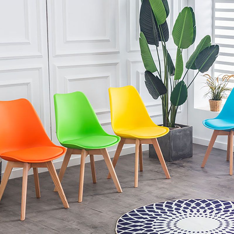 Contemporary Kitchen Chair Dining Armless Chairs with Wooden Legs