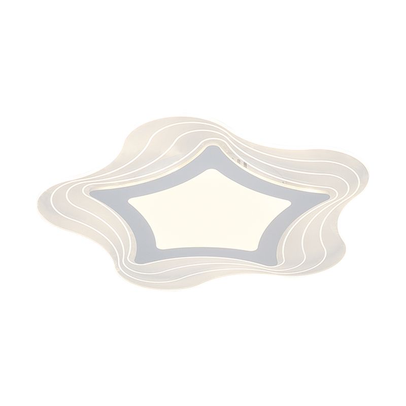 Acrylic Star/Pentagon Flush Mount Lamp Modernist LED White Flushmount Lighting in White/Warm Light