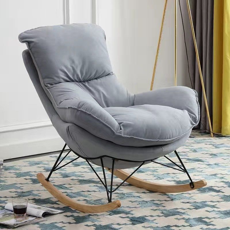 Classic Rocker Chair Pure Color Indoor Velvet Rocking Chair with Dark legs