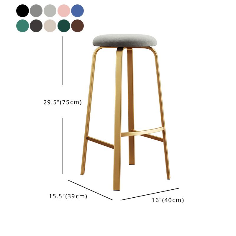 Modern Style Bar-stool Round Seat Barstool with Footrest and Metal Base