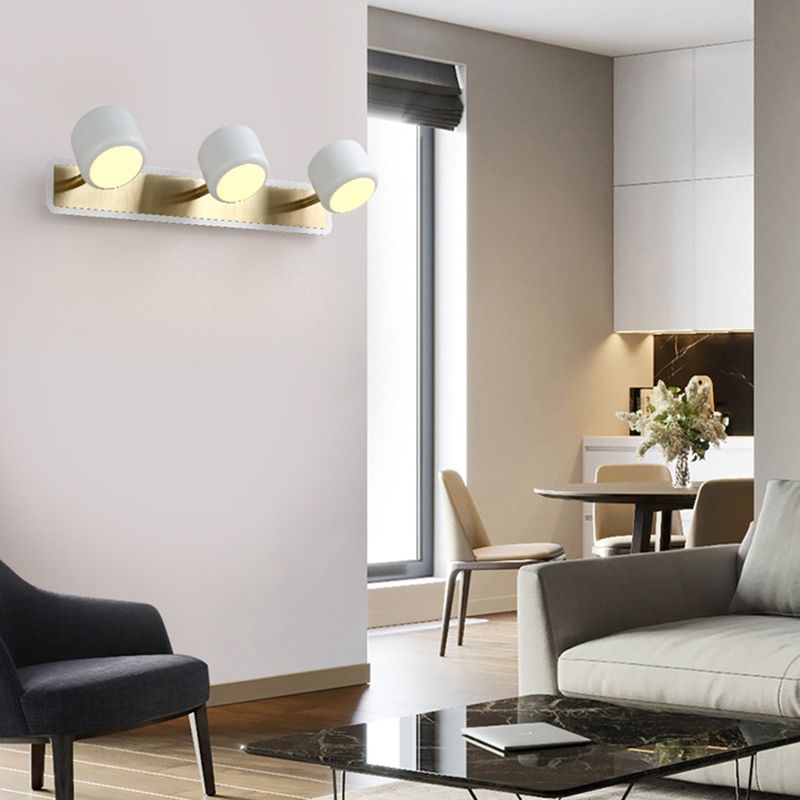 Nordic Style Drum Vanity Lamp Metal Bathroom Rotatable LED Wall Light Fixture