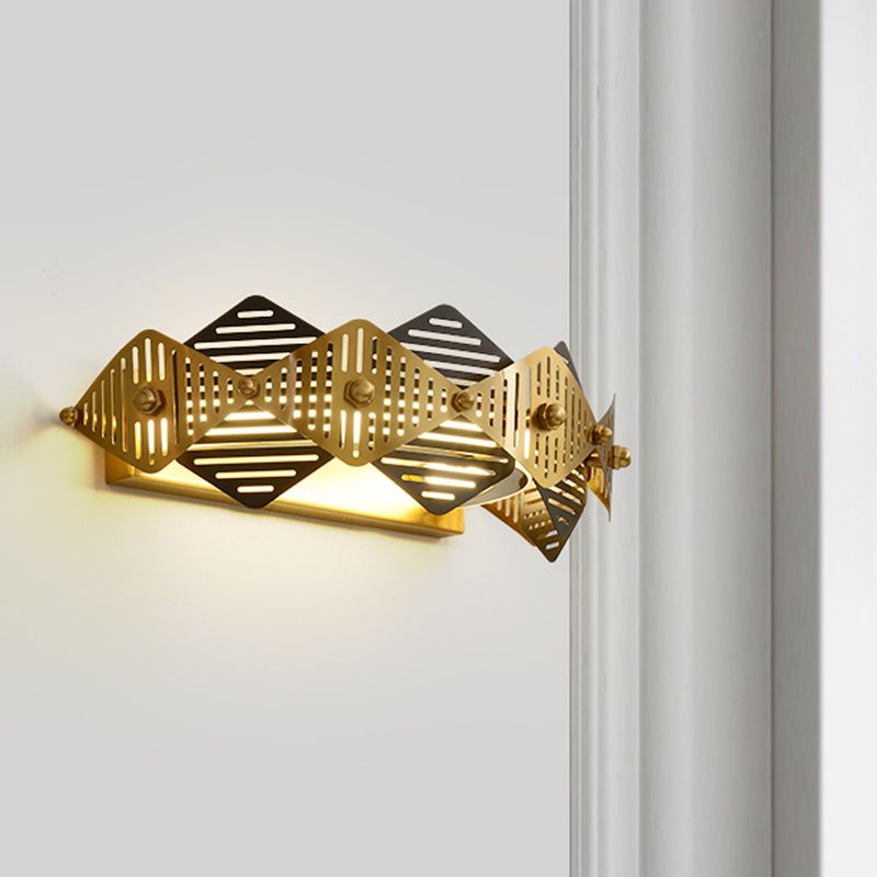 Rhombus Rahmen Eisenwand Licht kolonialstil einzelner schwarz und goldener Wandleuchten