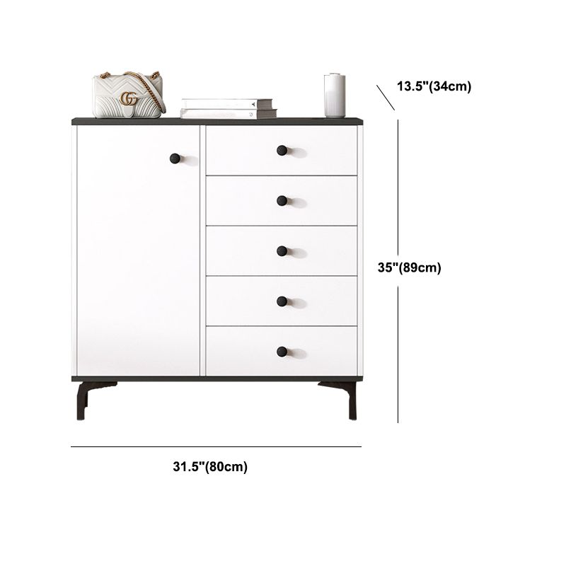 Modern White Storage Chest Dresser Wood Combo Dresser with Drawers and Doors