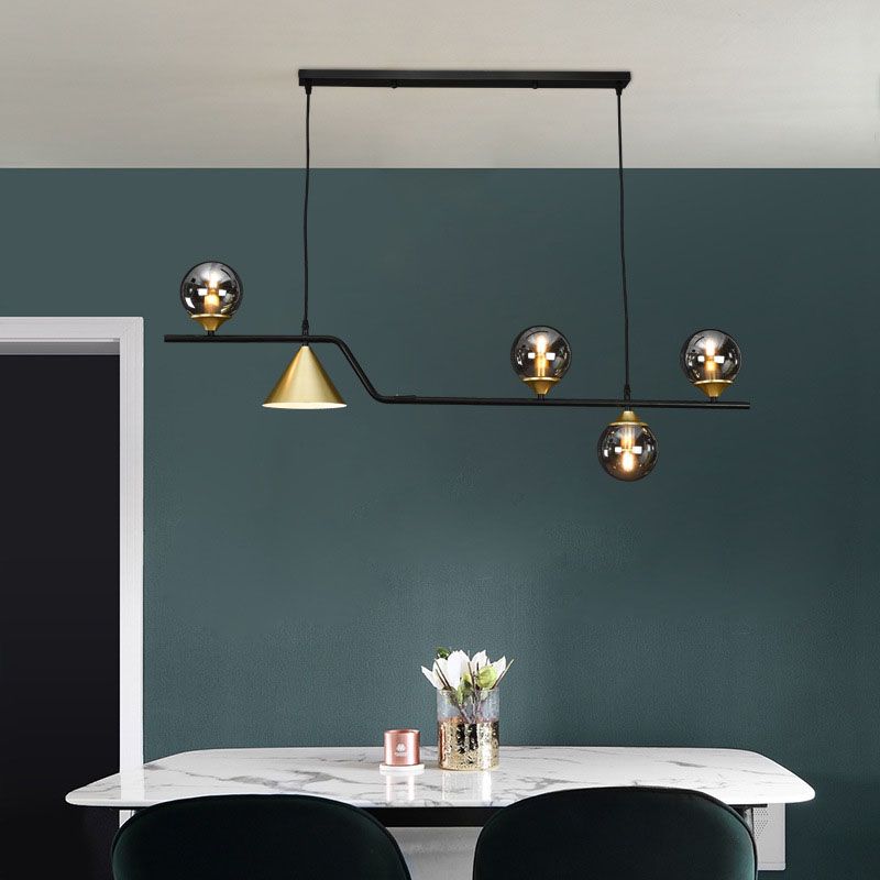 Round Island Lighting Fixture Modern-Style Glass Island Chandelier for Dinning Room