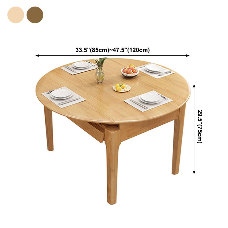 Moderne eettafel van rubberhout, ronde tafel met 4 poten voor eetkamer