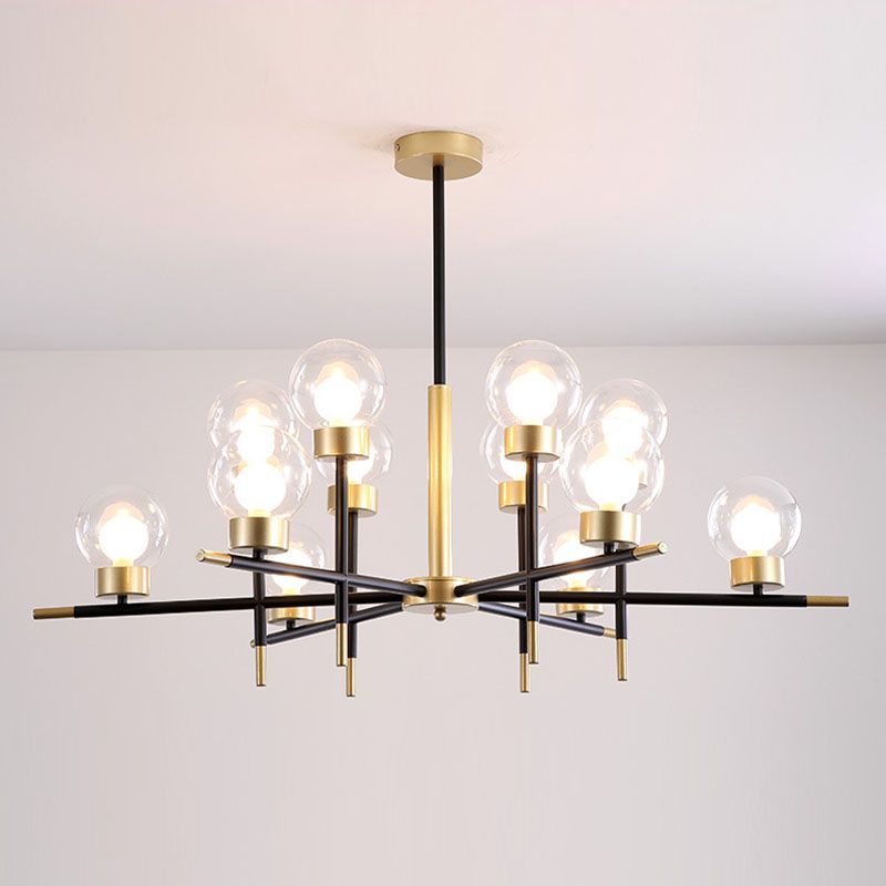 Postmoderne Metallkronleuchter Multi -Licht -Deckenkraut mit Glasschatten für Esszimmer