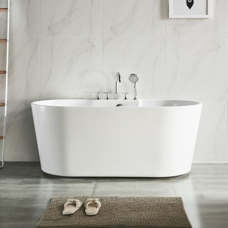 Modern Acrylic White Bathtub Ellipse Back to Wall with Drain Bath Tub