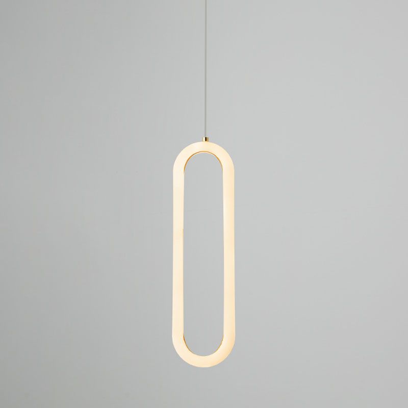 Metal Oblong Pendant Ceiling Light Simplicity Style LED Gold Ceiling Suspension Lamp