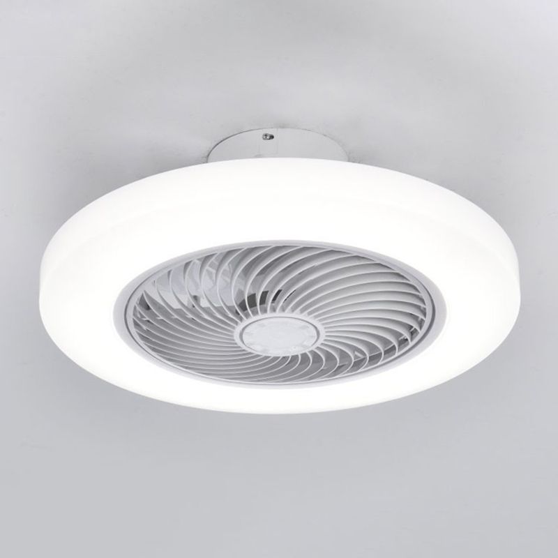 Modern Style Round Fan Light Fixture Acrylic Bedroom LED Semi Flush Ceiling Light