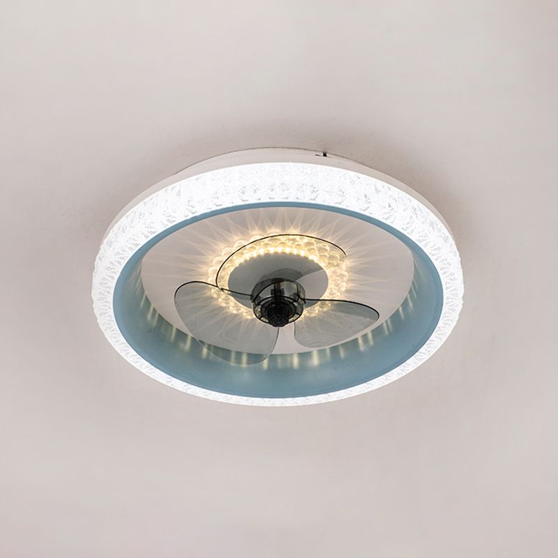19,5 "breit runde LED-Semi-Flush-Leicht-Makryl-Esszimmer 3-Blatt Deckenventilator, Fernbedienung