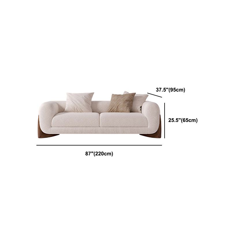 Contemporary White Wool Sofa Tuxedo Arm Cushions Sofa with Pillows