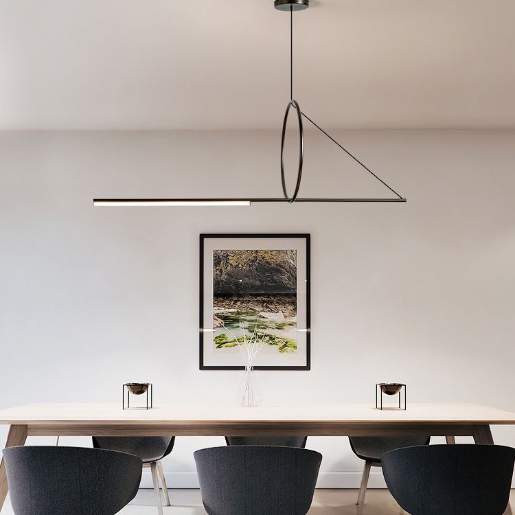 Linear Pendant Chandelier Modern Minimalist Style Metal Hanging Light