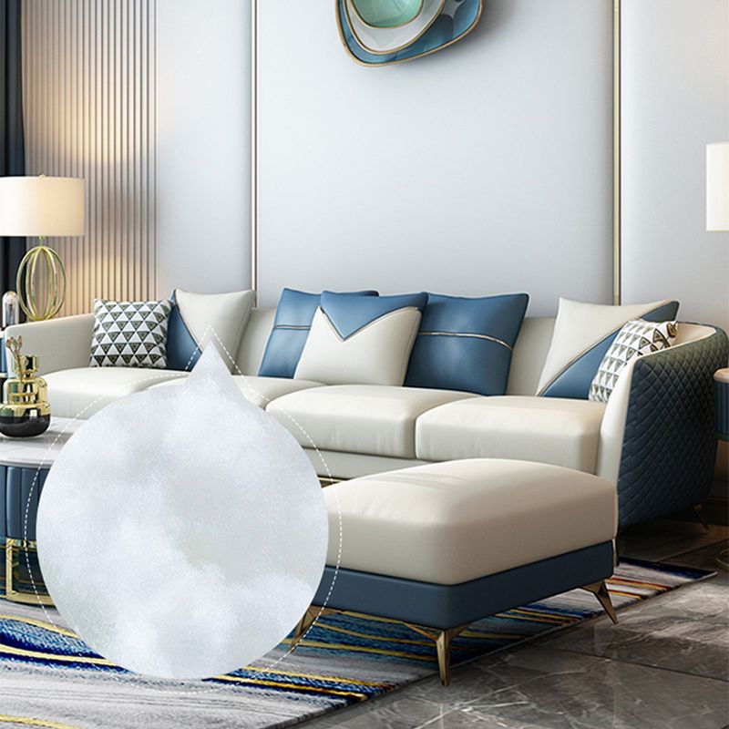 Leather Tuxedo Arm Sectional Sofa 29.53"High Modern Cushion Back Sofa