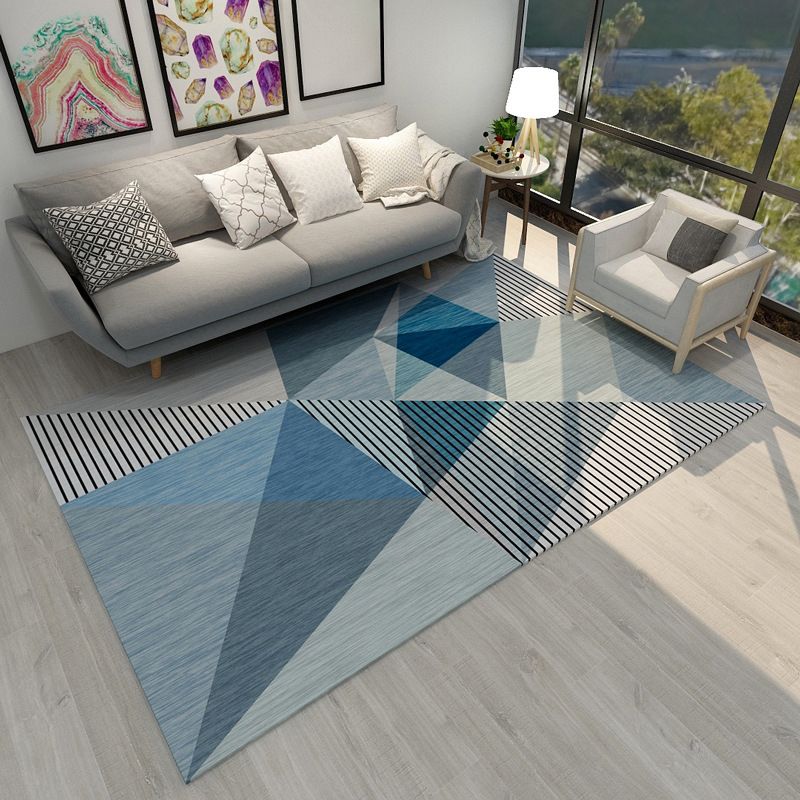 Chic Geometric Colorblock Print Rug Multi Colored Modern Rug Polyester Machine Washable Non-Slip Backing Pet Friendly Rug for Room