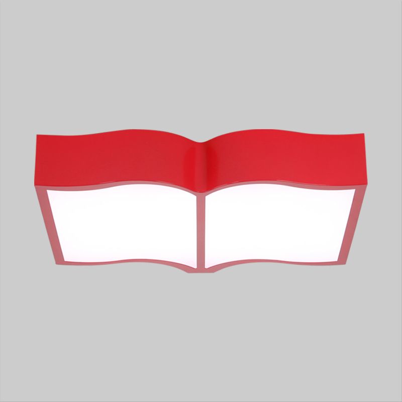 Book Flush Mount Lamp Fixture Simple Style Acrylic Red/Yellow/Blue LED Ceiling Lighting in Warm Light