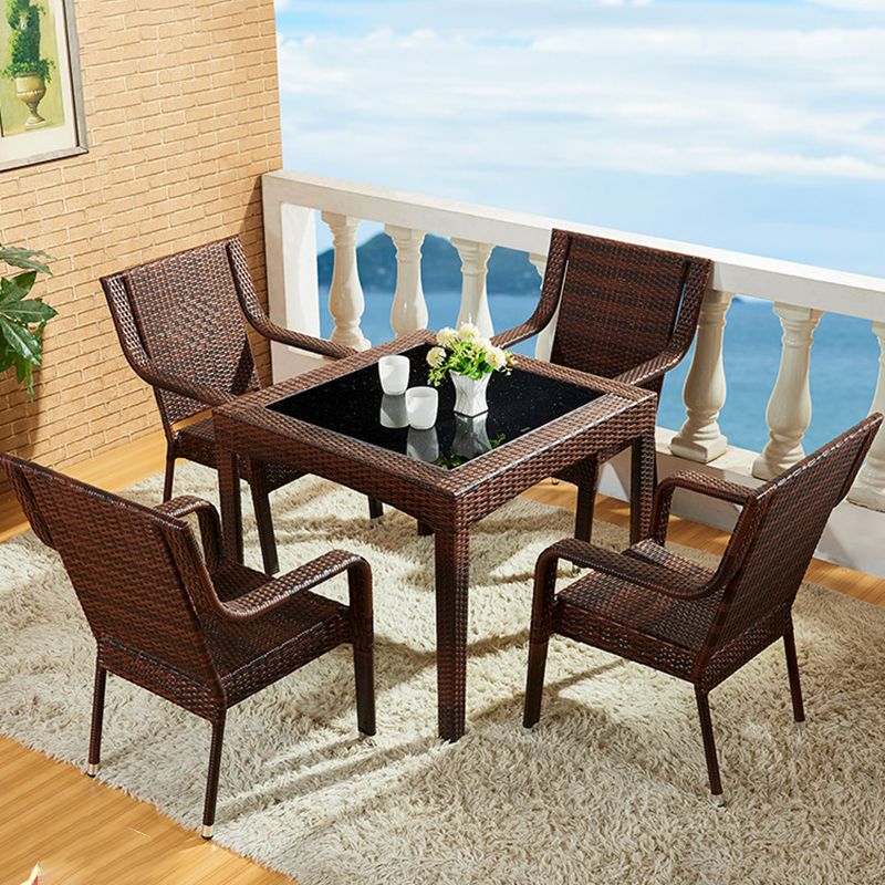 Tropical Rattan Patio Dining Armchair with Arm Dining Armchair