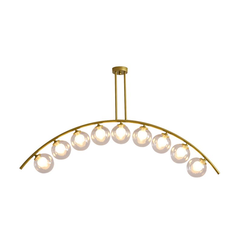 Postmodern 3/5/7-Light Island Pendant with Clear/White Shade Gold Curvy Ceiling Light for Kitchen