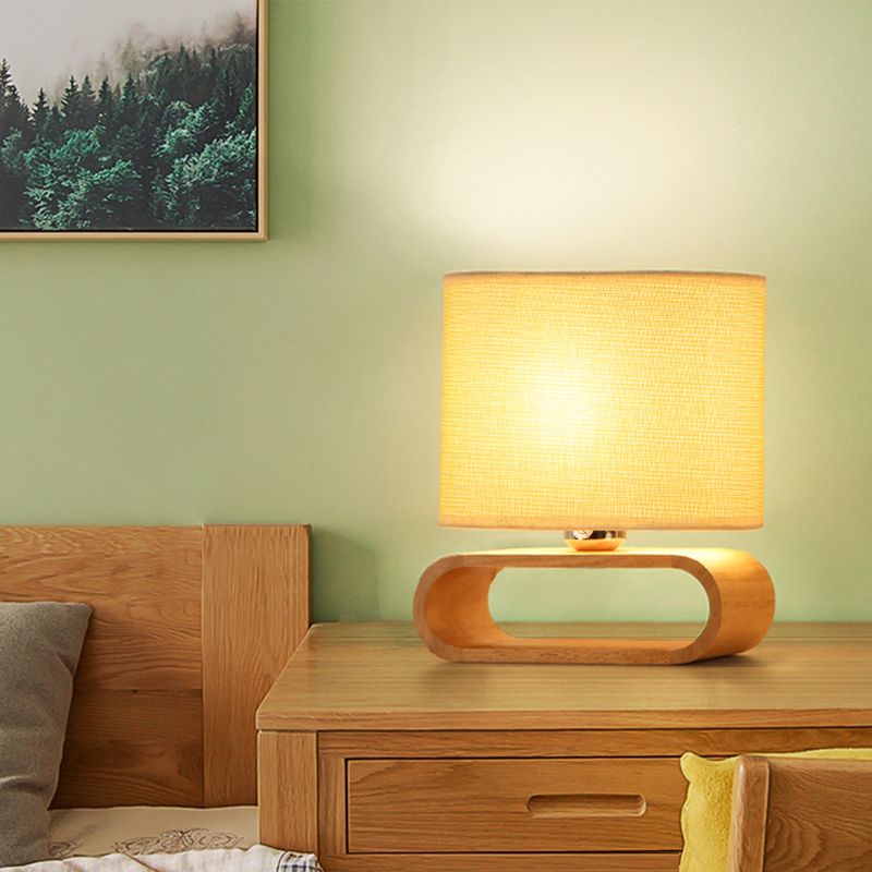 Semplicità Trampa da tavolo ombreggiata tessuto da letto a 1 luci a 1 camera luce con base in legno