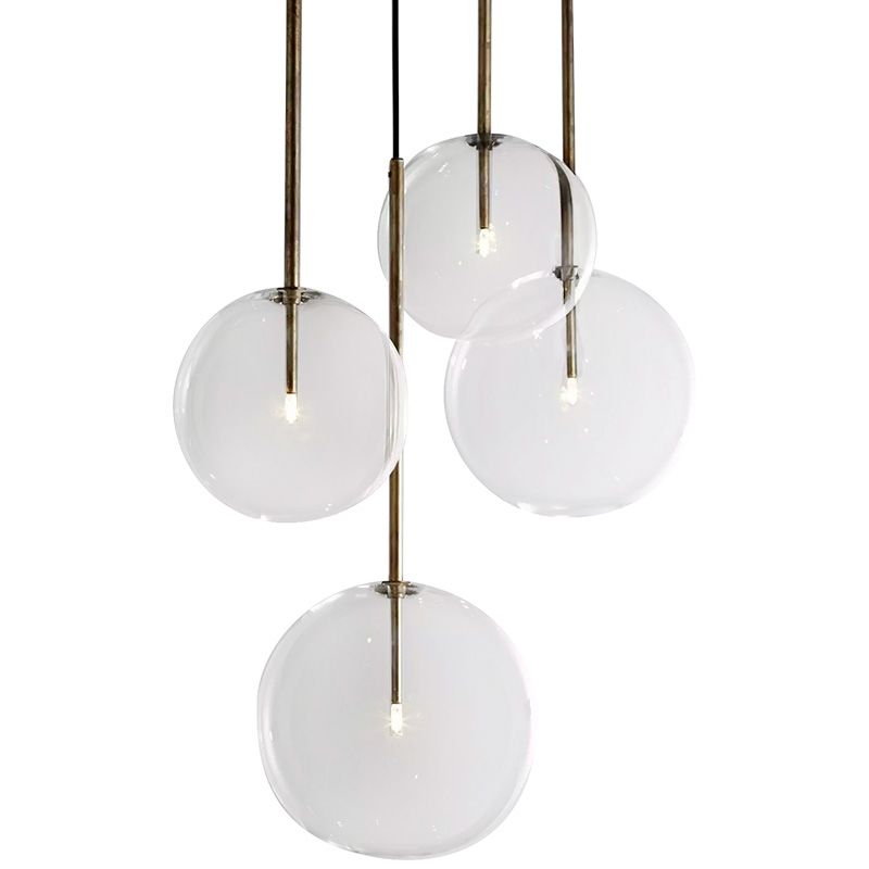 Global Pendant Light Post-Modern Clear Glass 5"/6"/8" Wide Led Black/Gold Hanging Lamp for Dining Room
