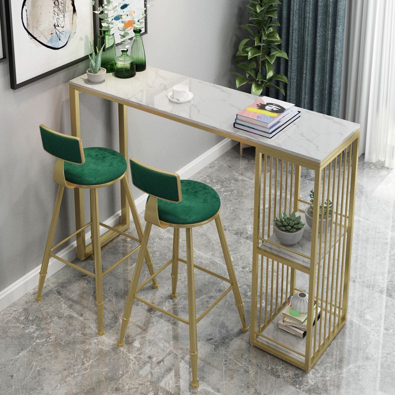 1/3/5 Pieces Luxury Bar Table Set Rectangle Sintered Stone Bar Set with Storage Shelves