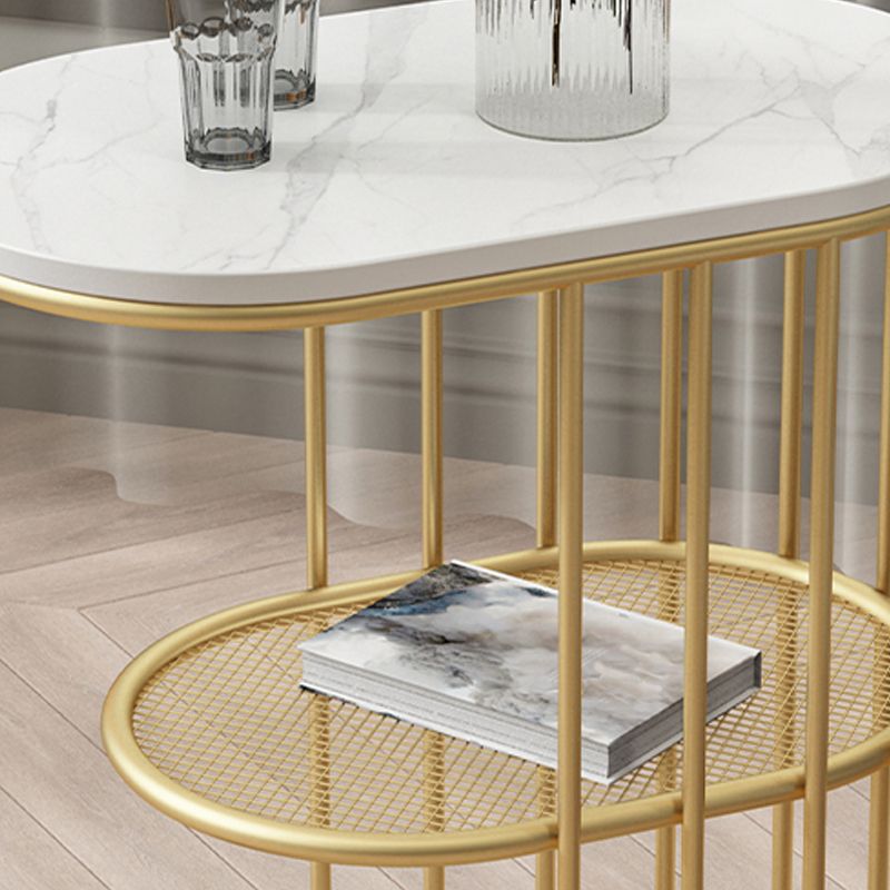 Minimalist Oval Corner Table Slate C Side Table for Living Room