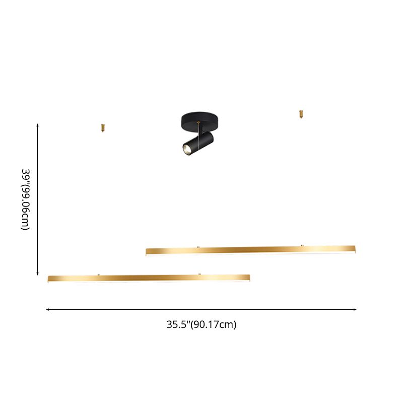 Lampada a LED lineare oro Lampada minimalista a ciondolo in metallo in metallo a 3 luci per sala da pranzo