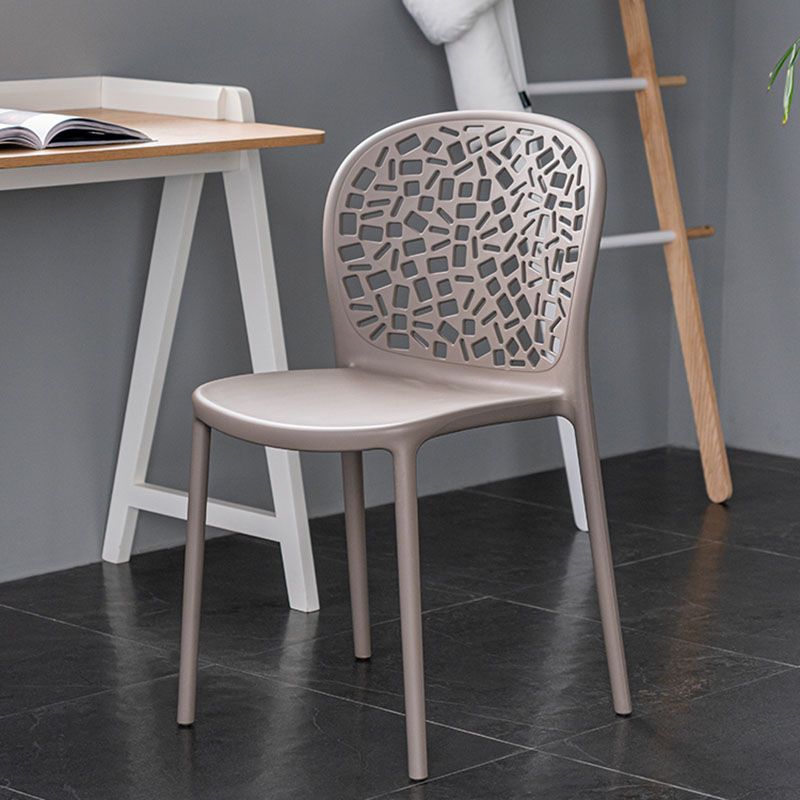 Scandinavische open achterkant Dining Side stoel Plastic Dining Armless Stoel