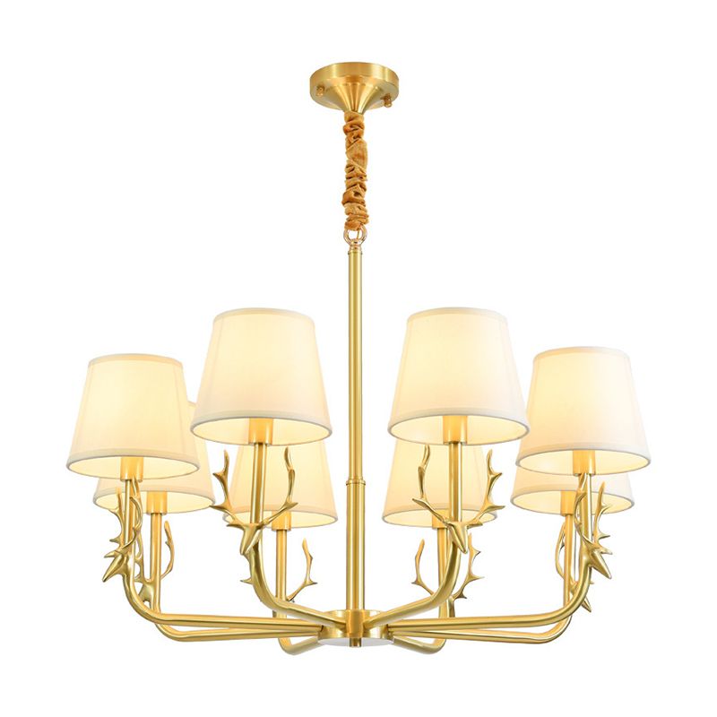 Éclairage de plafond de godet traditionnel Tissu luminaire luminaire avec décoration de cerf en laiton