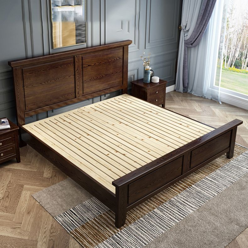 Ash Standard Bed Mid-Century Modern Bed Frame with Headboard