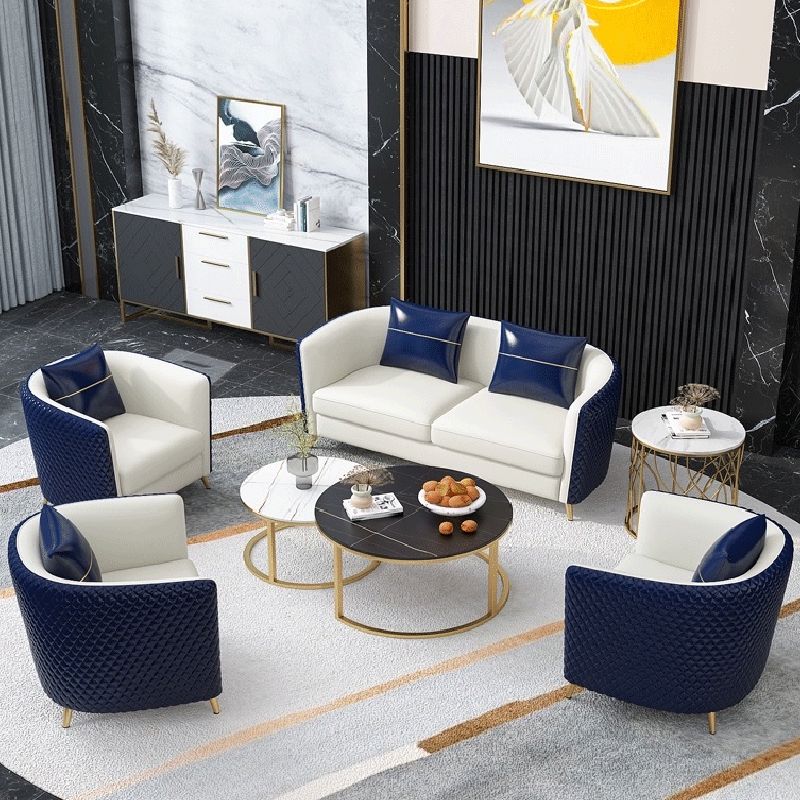 33.46" Wide Faux Leather Sofa Contemporary Standard Tuxedo Arm Sofa