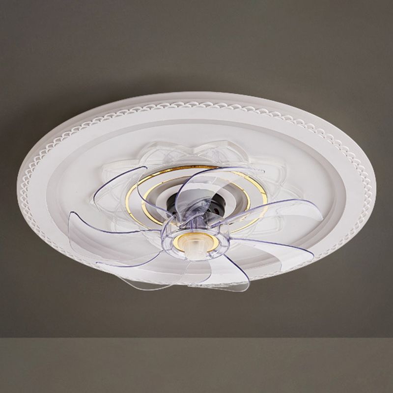 Weiße und goldene runde Lüfterlampe Einfachheit LED ACRYLIC SEMI BUSH Deckenleuchte mit Fernbedienung