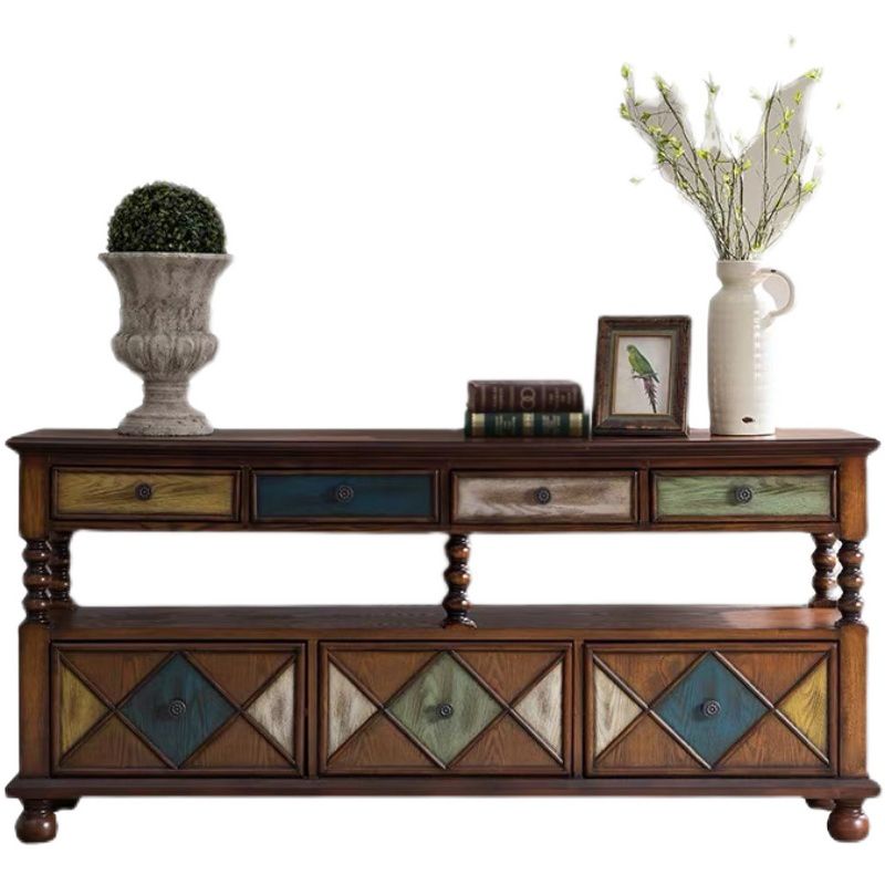 Industrial Accent Chest with Drawers and 1 Shelf in Rubberwood