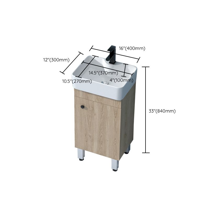 Mirror Vanity Wood Freestanding Rectangle 2 Doors Bathroom Vanity with Single Sink
