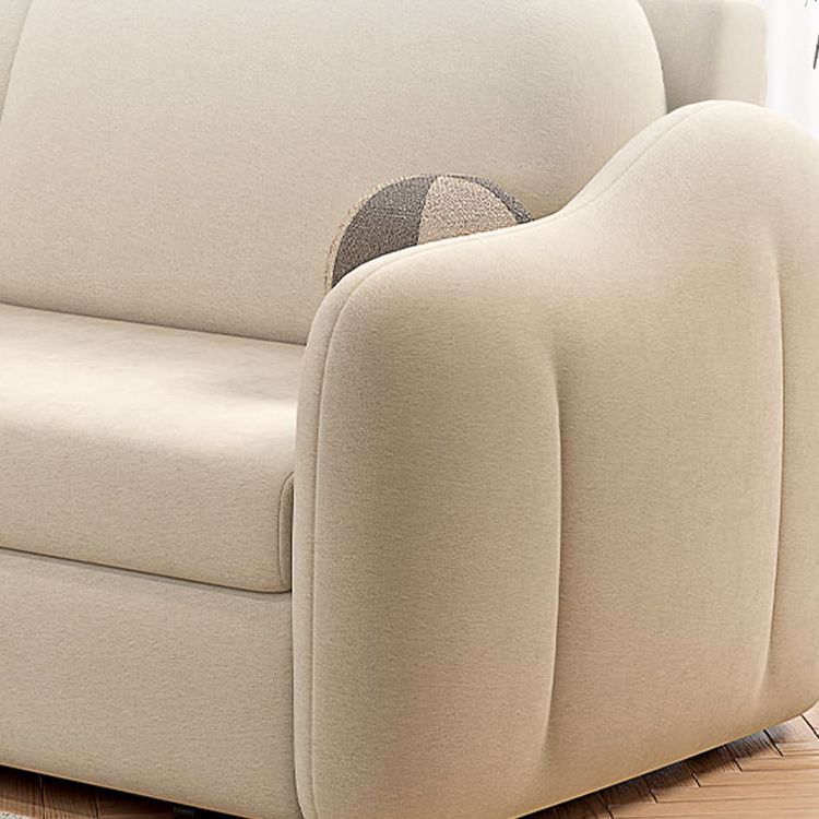 Beige Cushion Back Futon Foldable Pillow Included Sleeper Sofa