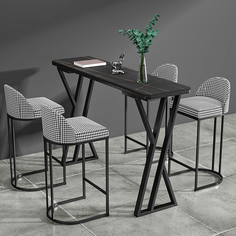 Rectangle Sintered Stone Bar Table Sled Base Dining Table for Kitchen Living Room