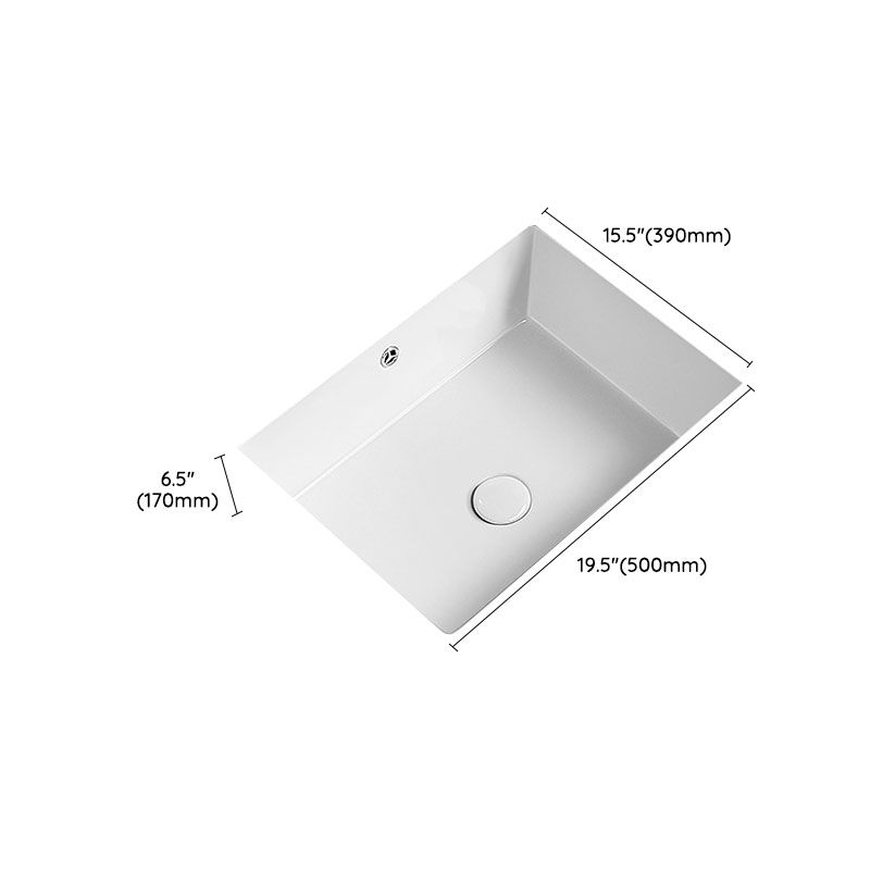 Modern Undermount Bathroom Sink Porcelain with Overflow and Faucet Basin Sink