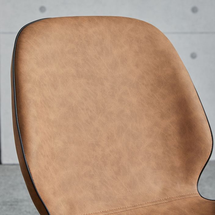Modern Armless Dining Chairs Leather Wingback Side Chair with Metal Legs