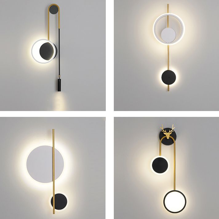 Round Shape Wall Lights Modern Style Metal 2-Light Wall Mount Lights