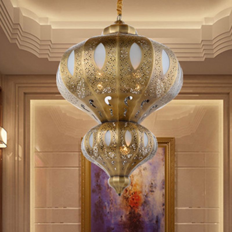 Brass 8 Heads Hanging Pendant Light Arab Meta Gourd Shape Chandelier Lighting Fixture